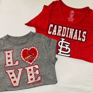 ST LOUIS CARDINALS BASEBALL TEES FOR GIRLS XL / LADIES XS